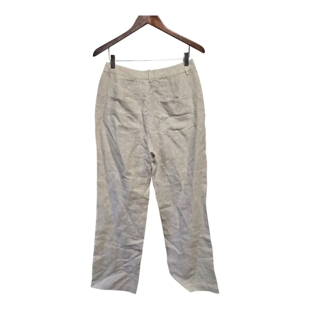 REFORMATION‎ Freddie Linen Pants Oatmeal Beige Neutral Size 8